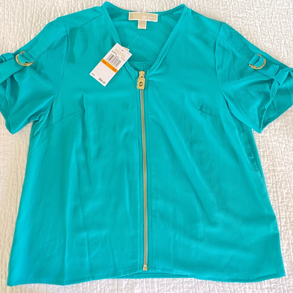 Brand New Blue Michael Kors Zipper Top